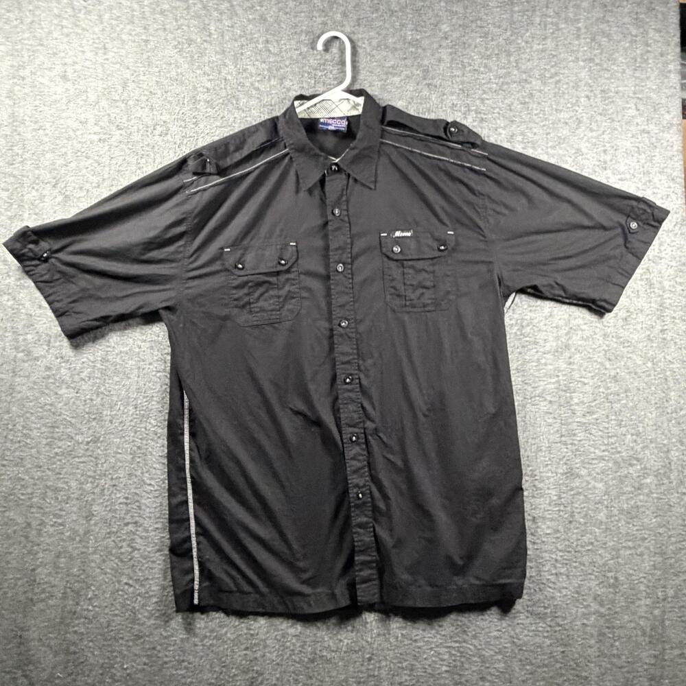 Mecca Shirt Mens 2XL Black Short Sleeve Button Up Club Y2K Hip Hop Streetwear